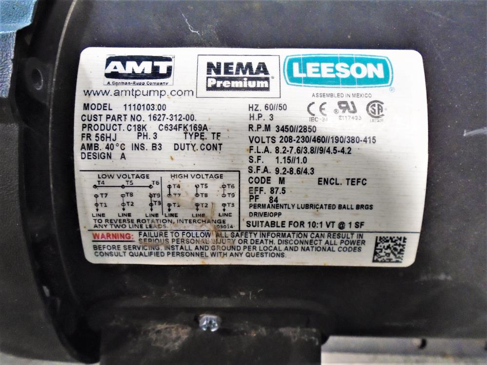 AMT 2" NPT Self Priming Pump 2SP30C-3P with Leeson 3HP Motor